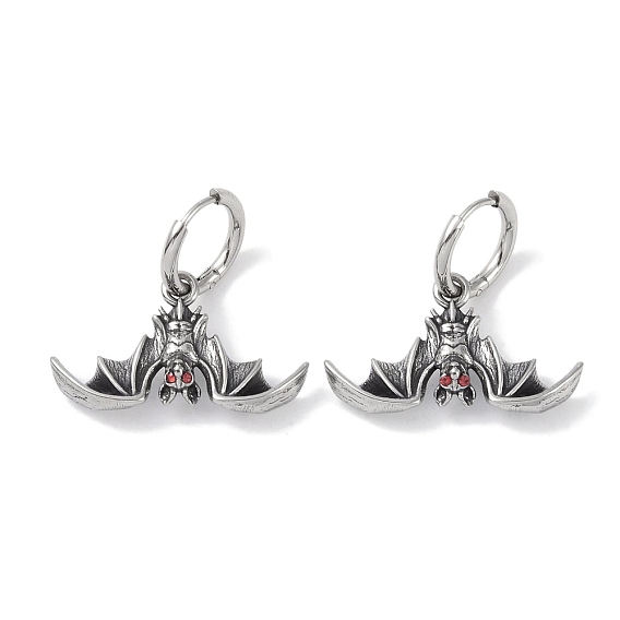 316 Серьги-кольца из хирургической нержавеющей стали с микропаве из кубического циркония, летучая мышь