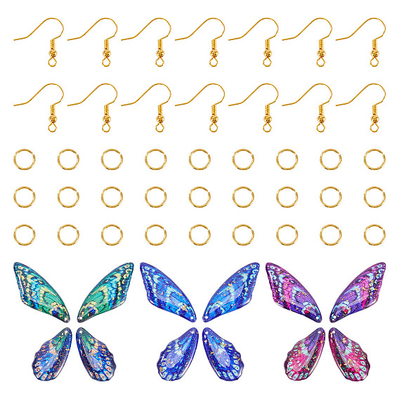 Наборы для создания подвесных сережек своими руками, в том числе 3 наборы подвесок из эпоксидной смолы, 15шт. латунные крючки для серег и 30шт. соединительные кольца