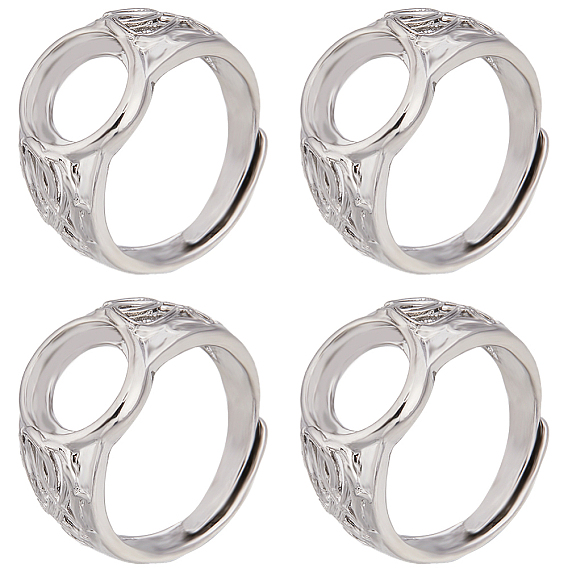 8шт. латунные регулируемые кольца, 4 настройки кольца зубца когтя, с кубического циркония, овальные