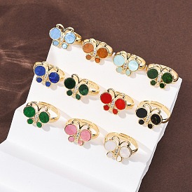 Латунные микро проложить пальцев кольца кубического циркония, бабочка, cmолой, реальный 18 k позолоченный, долговечный, без кадмия и без свинца, стойки покрытие