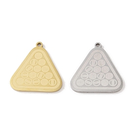 304 Stainless Steel Pendants, Triangle with Billiards Charm