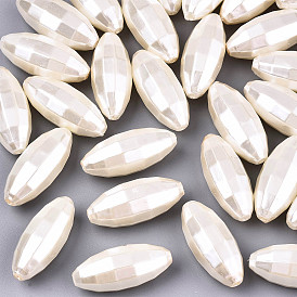 Акриловые имитация жемчужные бусы, граненые и овальные