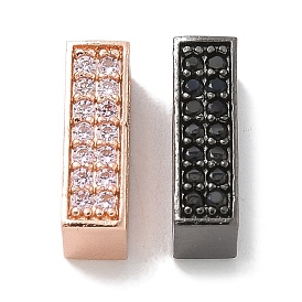 Rack Plating Rectangle Brass Micro Pave Cubic Zirconia Slide Charms, Long-Lasting Plated, Lead Free & Cadmium Free