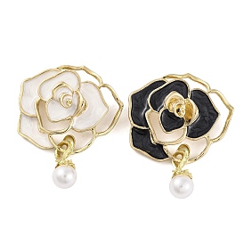 Alloy & Plastic Pearl Brooch, Flower Enamel Pins for Women