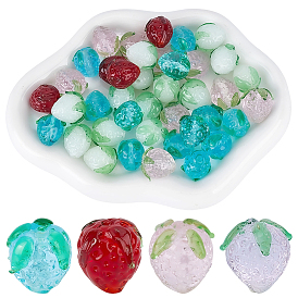 40шт стеклянные бусины, клубника