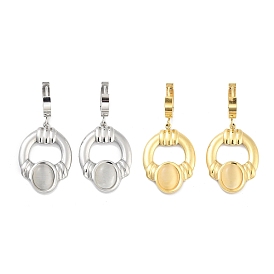 Ring 304 Stainless Steel Dangle Earrings, Cat Eye Hoop Earrings for Women