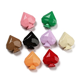 Opaque Baking Paint Acrylic Beads, Faceted Heart
