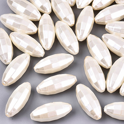 Акриловые имитация жемчужные бусы, граненые и овальные