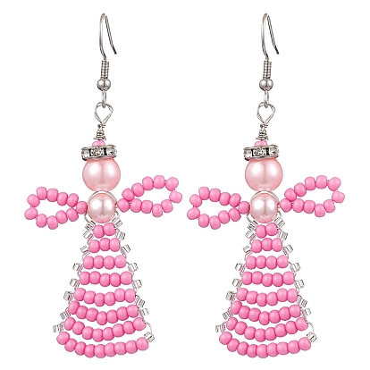 Стеклянные бусины угловые подвесные серьги, с 304 нержавеющей стали серьги крючки, платина