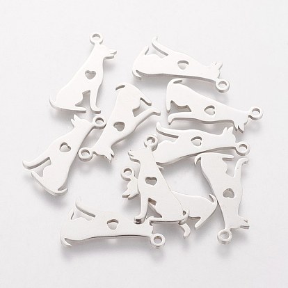 201 подвески для щенков из нержавеющей стали, силуэт прелести, собака с сердцем