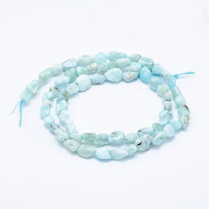 Natural Larimar Beads Strands, Tumbled Stone, Nuggets