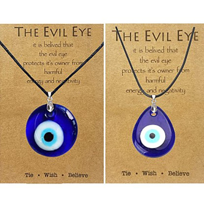 Evil Eye Glass Necklace - Blue Devil's Eye Pendant Jewelry