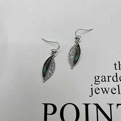 Серьги-подвески из эпоксидной смолы с листовым сплавом