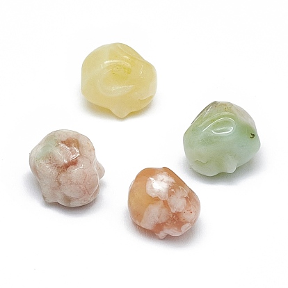 Natural Cherry Blossom Agate Sculpture Display Decorations, for Home Office Desk, Rabbit