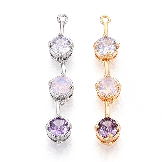 Латунные микропаве прозрачные подвески с фианитом, без кадмия, без никеля и без свинца, плоско-круглые