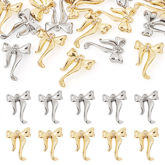 20шт 2 цветной сплав подвески со стразами, бантом
