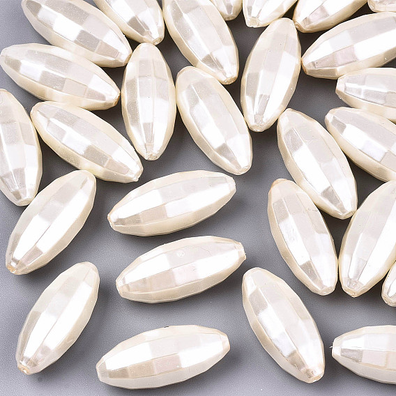 Акриловые имитация жемчужные бусы, граненые и овальные