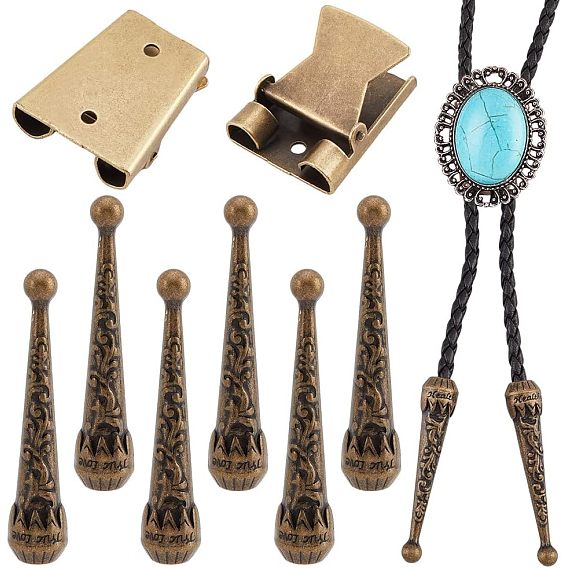 3железные скользящие застежки для галстука боло, с концами шнура из сплава 6шт., для изготовления боло галстуков