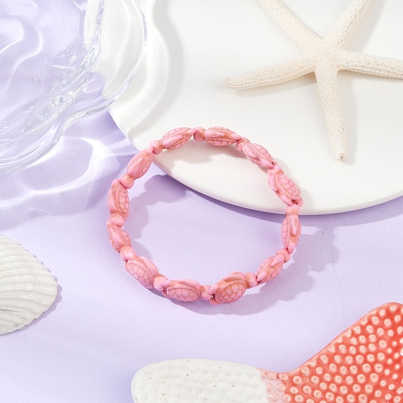 Черепаховые синтетические бирюзовые бусины эластичные браслеты для женщин