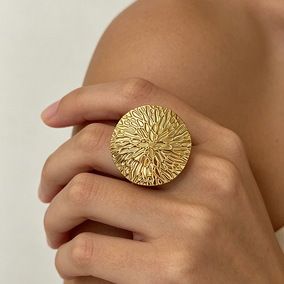 304 Stainless Steel Finger Rings, Flat Round, Statement Rings