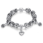 Brass European Bracelets, with Antique Silver Alloy Beads
