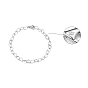 925 Sterling Silver Heart Link Chain Bracelets, with S925 Stamp