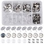 DIY Earring Making Kits, with Brass Stud Earring Settings, 12mm Transparent Clear Half Round Glass Cabochons and 304 Stainless Steel Ear Nuts