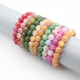 10mm Ice Crack Bracelet Imitation Agate Water Dyeing Jade Beads Couple Bracelets Colorful Magic Floral Jade Jewelry