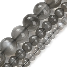 Натуральный черный лунный камень бисер пряди, круглые, класс А