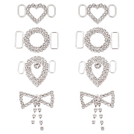 8шт 4 стиль сплава стразы пряжки застежки, для лямки, обвязочные мешки, аксессуары для одежды, платина