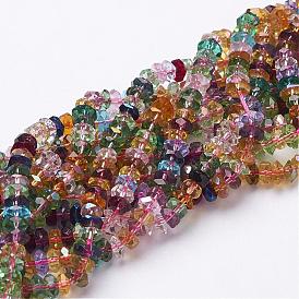 Стеклянные бусины, кристалла Suncatcher, разноцветные, граненые, рондель, 6x3 мм, отверстие : 1 мм, около 125 шт / нитка, 15 дюйм