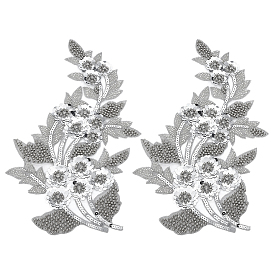 2 шт. цветочные нашивки из полиэстеровой органзы, с блесток, украшение воротника своими руками