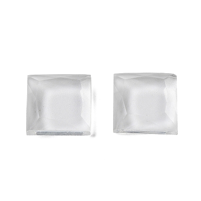 Glass Cabochons, Flat Back, Faceted, Square