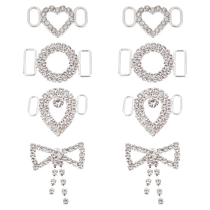 8шт 4 стиль сплава стразы пряжки застежки, для лямки, обвязочные мешки, аксессуары для одежды, платина