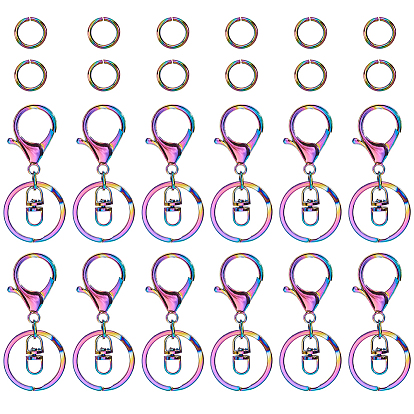 Сплав разделить брелоки, брелок для ключей, с карабинами и поворотными застежками и 201 открытыми соединительными кольцами из нержавеющей стали, без кадмия, без никеля и без свинца