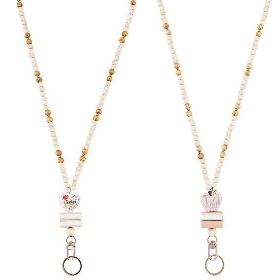 Выдвижная катушка для значков из дерева и силикона с цепями, ремешок на шею с ремешком для держателя удостоверения личности