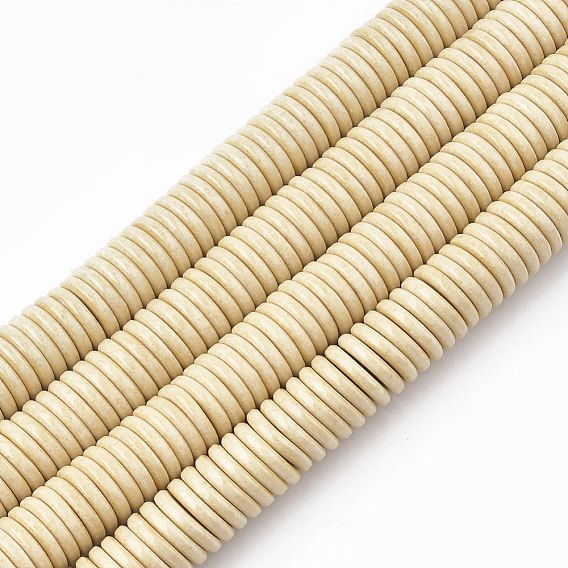 Природный агат бисер нитей, окрашенные, Heishi бусы, Плоский круглый / диск