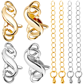 SUNNYCLUE 8Pcs DIY End Chain Making Kit, Including Brass Clasps & Chain Extenders with Teardrop Charms