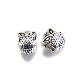 Tibetan Style Alloy European Beads, Large Hole Beads, Cadmium Free & Lead Free, Owl Shape