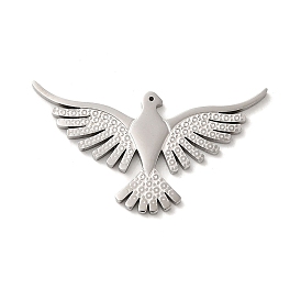 304 Stainless Steel Pendants, Textured and Laser Cut, Bird Charm