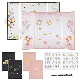2шт. бумажная книга для поздравительных открыток на день рождения, в комплекте: 2 листы с наклейками с номерами и 1 шт. двусторонних маркеров