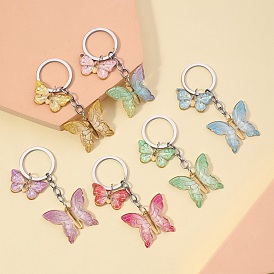 Resin Keychains, Bag Purse Decorations, Two Tone, Butterfly