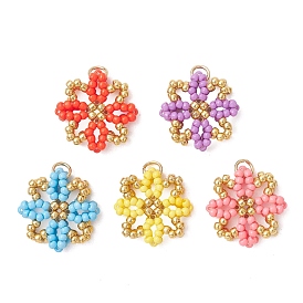 Стеклянные подвески из бисера, цветочный шарм, с 304 нержавеющей стали, реальный 18 k позолоченный