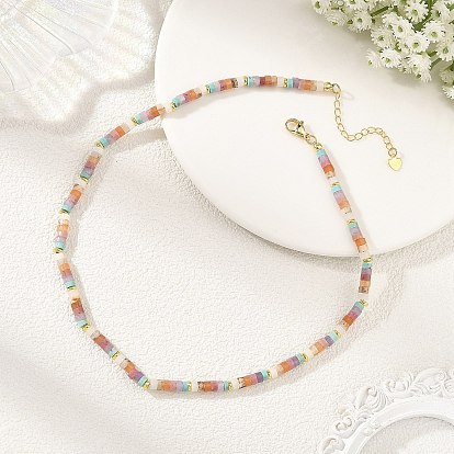 Collares de cuentas heishi de piedras preciosas mixtas naturales para mujer, dorado