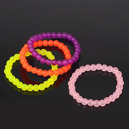 Stretchy Frosted Glass Beads Bracelets for Kids