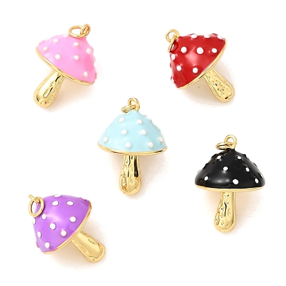 Латунь эмаль подвески, грибное очарование, с целью перехода в кольце, долговечный, без кадмия и без свинца, реальный 18 k позолоченный