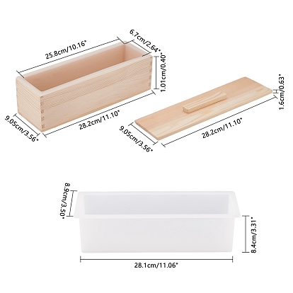 Rectangular Pine Wood Soap Molds, with Cover, DIY Handmade Loaf Soap Mold Making Tool