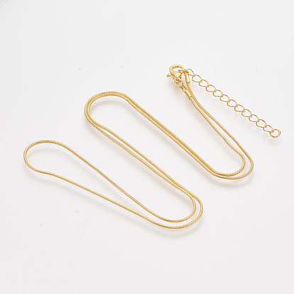 Brass Round Snake Chain Necklace Making, with Lobster Claw Clasps