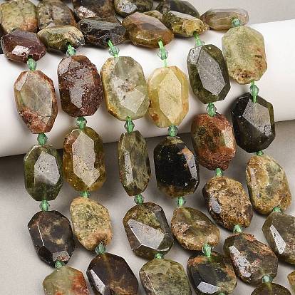 Естественный зеленый гранат бисер нитей, граненые, прямоугольные, с бисером