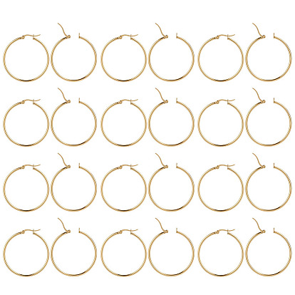 12 пары 201 серьги-кольца из нержавеющей стали, с 304 штифтов из нержавеющей стали, кольцо